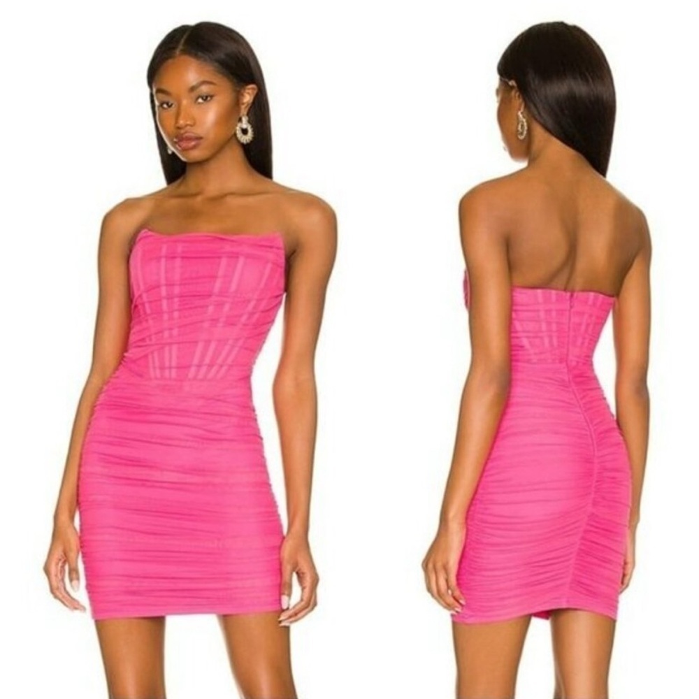superdown Sonya Bustier Mesh Dress Hot Pink Revolve Size XS Extra Small NWT